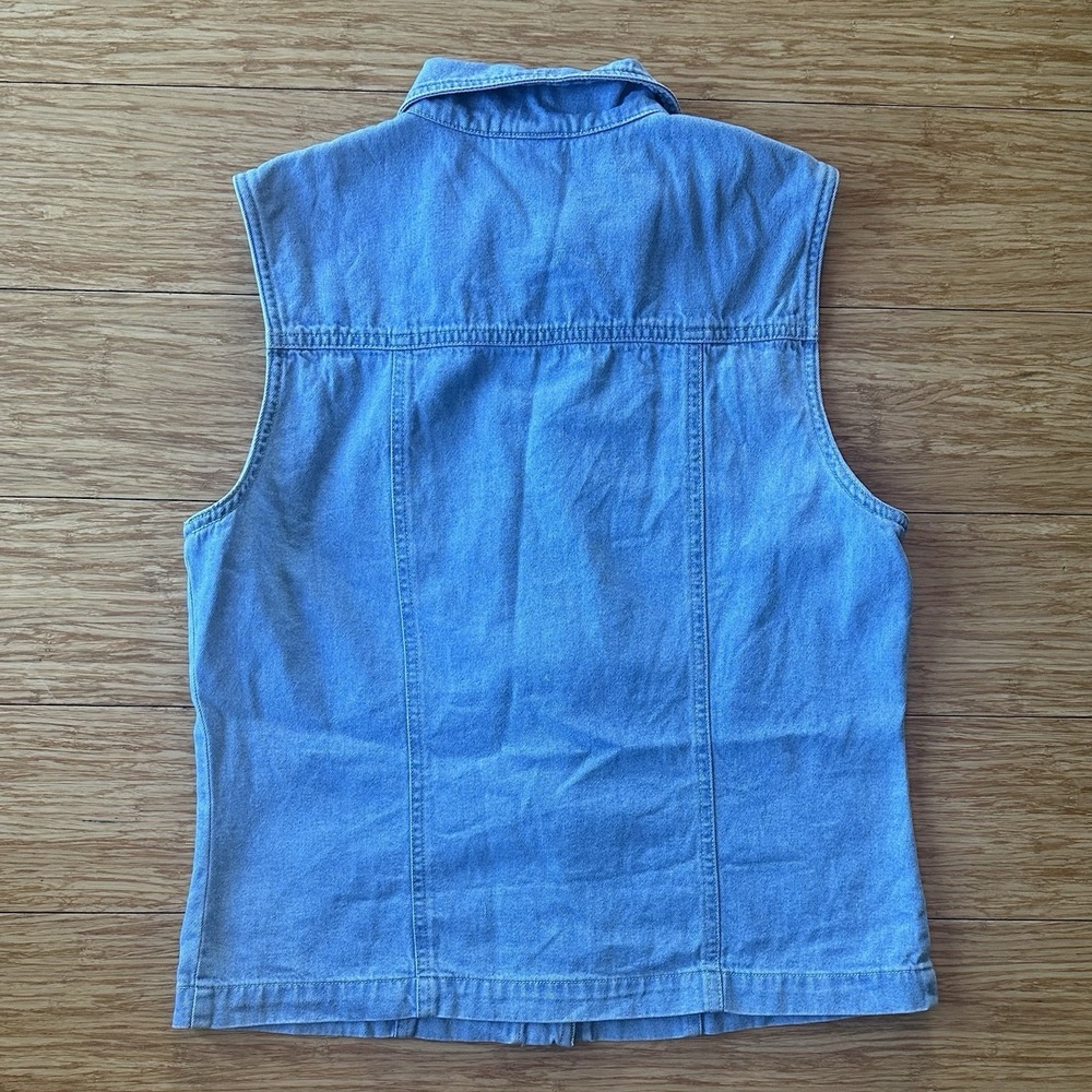 Vintage Cedar Creek Denim Embroidered Vest Women's Size Small Cottagecore 90s - Picture 3 of 9